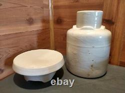 ANTIQUE WESTERN BUTTER MILK FEEDER & POULTRY SPLASH PROOF FOUNTAIN WithNEWER BASE