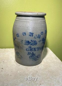 A. CONRAD NEW GENEVA PENNSYLVANIA PA 1 gallon stoneware Crock Jar SALT GLAZED