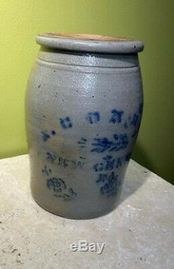 A. CONRAD NEW GENEVA PENNSYLVANIA PA 1 gallon stoneware Crock Jar SALT GLAZED