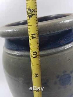 A. Conrad decorated 2 gal. Fayette County PA. SUNBURST blue & grey stoneware jar