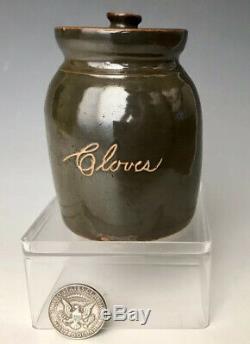 A+ Rare Bennington, VT Little Brown Antique Stoneware Spice Jar Crock Jug with Lid