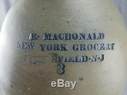 Advertising R MacDonald New York Grocery Plainfield N J 3 GAL STONEWARE JUG