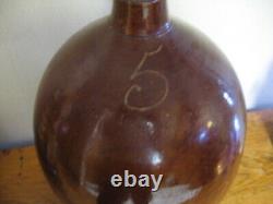 Albany Slip Stoneware Crock Jug Five Gallon Antique Country Primitive Pottery