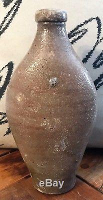 American Antique Stoneware Salt glazed Flask Graceful Ovoid form