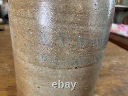 Antique 10 Wax Sealer Stoneware Cobalt Crock Jar A P Donaghho Parkersburg WV