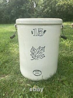 Antique 15 Gallon Western Stoneware Pickling Crock with Handles & Bottom Graphics