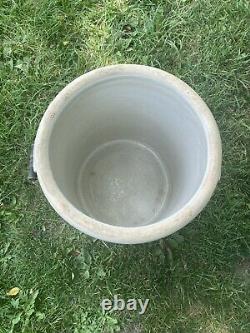 Antique 15 Gallon Western Stoneware Pickling Crock with Handles & Bottom Graphics