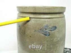 Antique 1800's STAMPED PETER HERRMANN Blue Decorated Stoneware Crock 2 Gallon