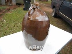 Antique 1800's Very Large 5 Gallon Whiskey Jug Brown Stoneware Crock Georgia