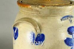 = Antique 1860's B & W Stoneware Butter Churn 2 Gal Crock PENN YAN, NY J. Mantell