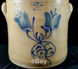 Antique 1860s Salt Glazed Stoneware Madison Cortland NY 2Gal Crock 9.5x9.5 EXC