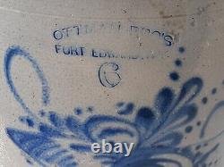 Antique 1870s Ottman Bros. Fort Edward NY 6 Gal Salt Glaze Stoneware Crock withLid