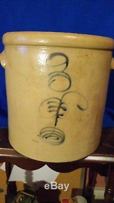 Antique 1890s Red Wing Salt Glaze Rib Cage 3 Gallon Stoneware Crock butter old