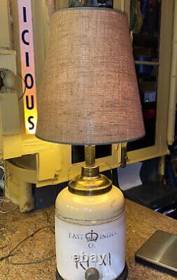 Antique 1930 East India RUM Company keg lamp 12 crock tap 34 tall BAR MANCAVE