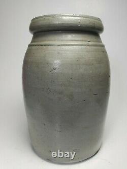 Antique 19C A. P. Donaghho Parkersburg WV Stoneware Crock Jar 8in Tall