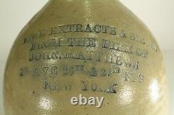 = Antique 19th C RARE Stoneware Jug Crock Merchant JOHN MATTHEWS NEW YORK #14