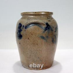Antique 19th C. Southern'Maryland' Blue Decorated Salt Glaze Stoneware Crock pt