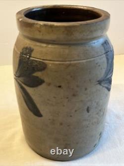 Antique 19th C Stoneware Cobalt Decorated Richard Remmey RCR Phila PA Crock Jar