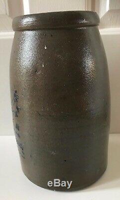 Antique 19th C Stoneware Decorated Hamilton Jones Pennsylvania Canning Jar Crock