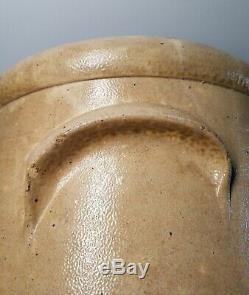 Antique 19th Century 6 Gallon Salt Glazed Stoneware Handled Crock J. PECH & SONS