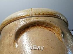 Antique 19th Century 6 Gallon Salt Glazed Stoneware Handled Crock J. PECH & SONS