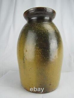 Antique 19th Century OH or PA Stoneware Crock green yellow