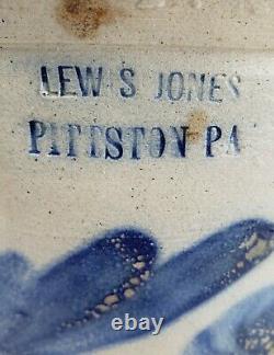 Antique 19thc Lewis Jones Pittston PA Pennsylvania Stoneware Crock Floral Decor