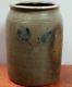 Antique 1 1/2 Gallon Blue Cobalt Decorated Withtulips Stoneware Crock Maryland