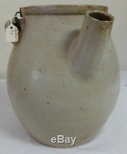Antique 1.5 Gal. Stoneware Batter Pail Cobalt Decorated Floral Evan-Jones