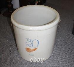 Antique 20 Gallon Red Wing Crock Large 6 inch Wing