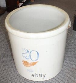 Antique 20 Gallon Red Wing Crock Large 6 inch Wing