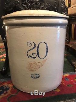 Antique 20 gallon stoneware crock with lid 1915