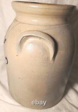Antique 2 Gal. Stoneware Crock WithCobalt Blue Bird Fort Edward, NY Albany Pottery