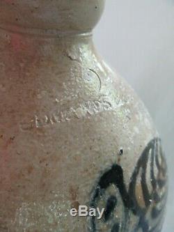 Antique 2 Gal Stoneware Salt Glaze JUG COBALT BOSTON FOLK ART PRIMITIVE EDMANDS