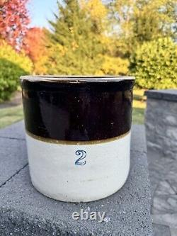 Antique #2 Gallon Stoneware Brown Glaze Pottery Crock