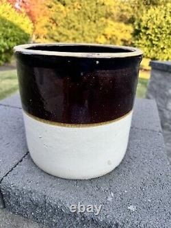 Antique #2 Gallon Stoneware Brown Glaze Pottery Crock