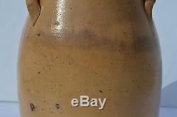 Antique 2 Gallon Stoneware Crock Butter Churn By Samuel Pewtress, New Haven, Ct