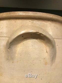 Antique 2 Gallon Stoneware Crock Cream Pot Jug Cobalt Flower Design 1850s