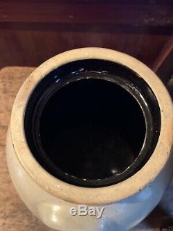 Antique 2 Gallon Stoneware Crock Jar Cobalt Bird Edmands Charlestown, MA