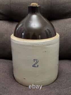 Antique (2) Gallon Stoneware Crock Moonshine Whiskey Jug #2