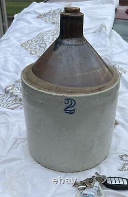 Antique 2 Gallon Stoneware Crock No. 2 Jug Moonshine
