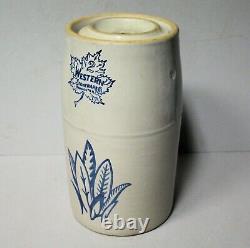 Antique 2 Gallon Western Stoneware Crock Butter Churn with Leaf Designs
