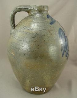 Antique 2 gal Ovoid Blue Decorated Stoneware Jug c. 1850