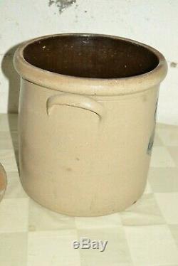 Antique 3 Gallon Cobalt Bee Sting Salt Glazed Stoneware Crock