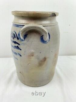 Antique 3 Gallon Crock Stoneware 14 Height Salt Glaze Decorated Bee Sting