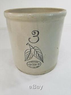 Antique 3 Gallon Red Wing Union Stoneware Co Crock Jar With Floral Image Lid 3
