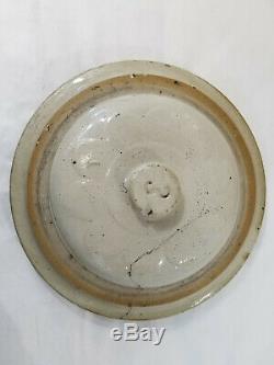 Antique 3 Gallon Red Wing Union Stoneware Co Crock Jar With Floral Image Lid 3