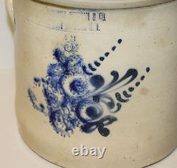 Antique 3 Gallon Salt Glaze Stoneware Crock 1870 Haxstun, Ottman & Co. Fort