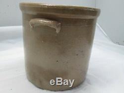 Antique 3 Gallon Salt Glazed Crock with Blue Bee Sting Design, Stoneware
