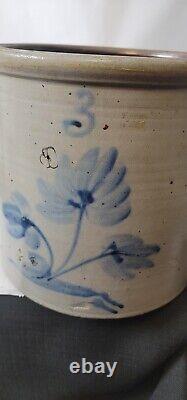Antique 3 Gallon Stoneware Crock Floral Pattern